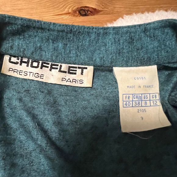 VTG Chofflet Prestige Paris Womens Green Mink Wool Blend Maxi Dress w Belt Sz 9 - Picture 9 of 14